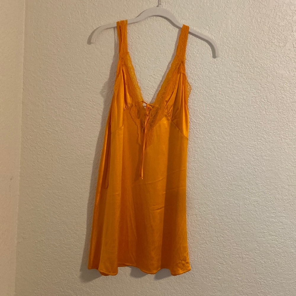 ZARA Orange Satin shift Dress